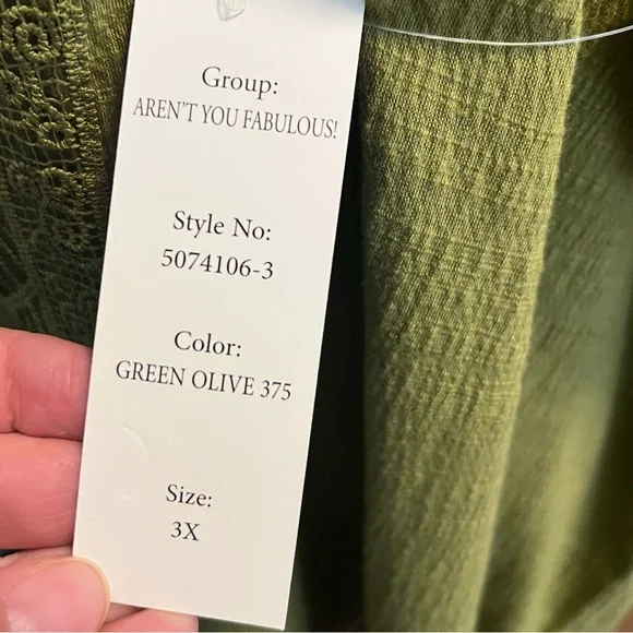 Thomas & Olivia Olive Green Boho Crochet Lace Tunic Top 3X NWT - Picture 3 of 4